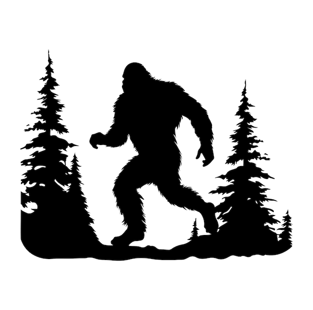 Vektor bigfoot, yeti, silhouette, vektor, weiß, hintergrund