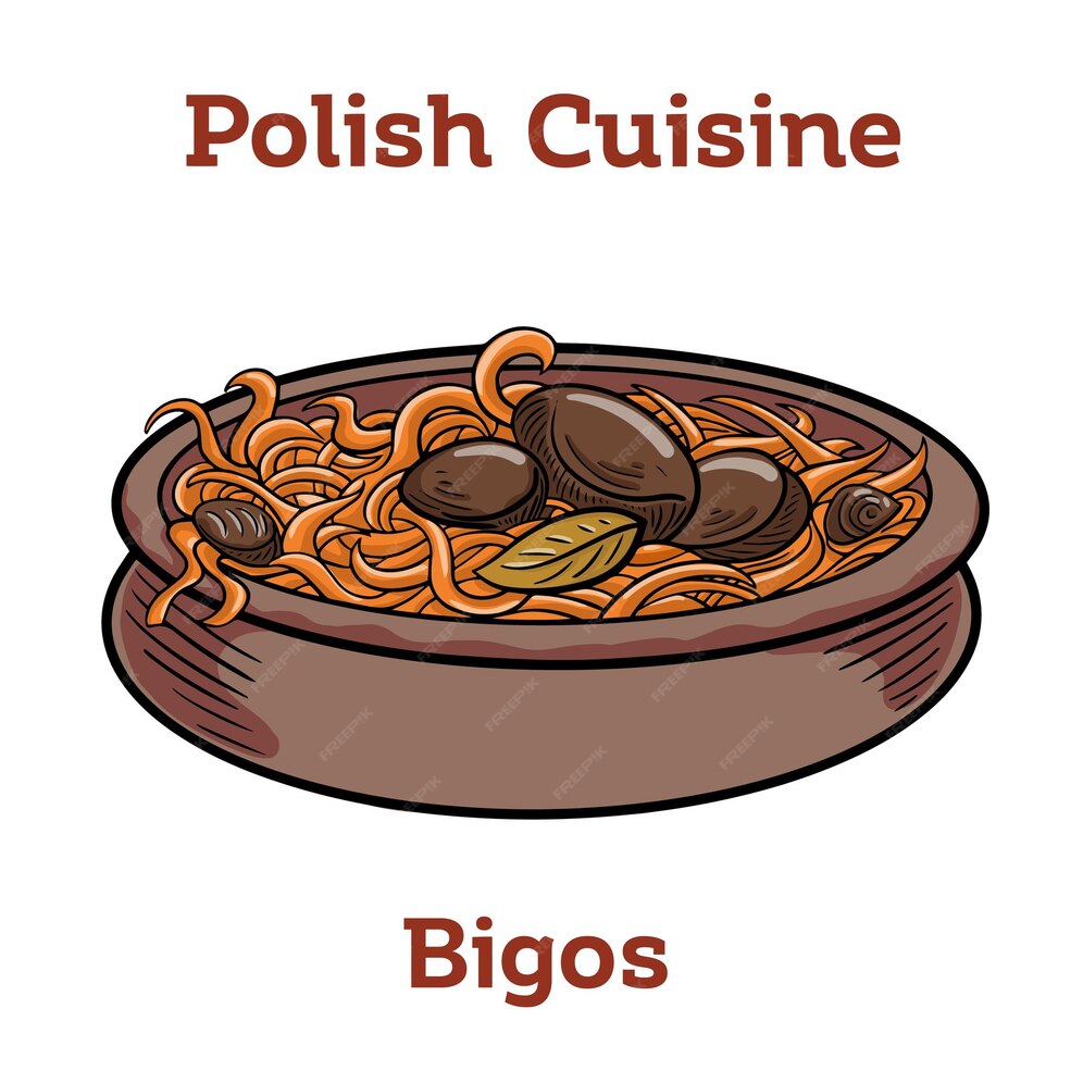 Bigos-Kohl gedünstet mit fleischgetrockneten Pilzen und ...
