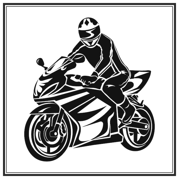 Biker, der ein motorrad fährt. biker-event oder festival-emblem.