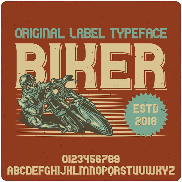 Biker-label-schrift