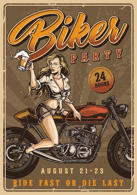 Biker-Party-Vintage-farbenfrohes Werbeplakat