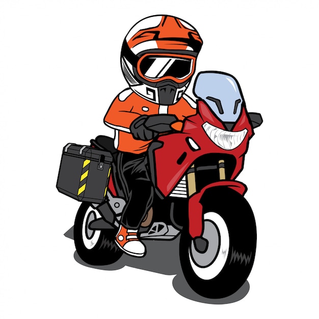 Biker reiten motorrad touring cartoon vektor