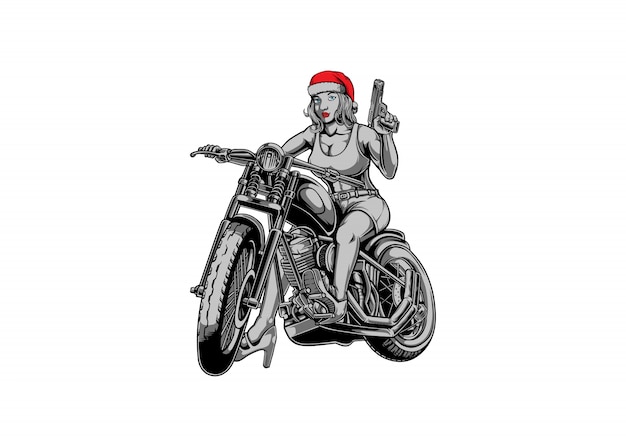 Vektor biker santa mädchen