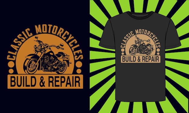 Biker-t-shirt-designs für motorradliebhaber. vintage-t-shirt-motorrad-design