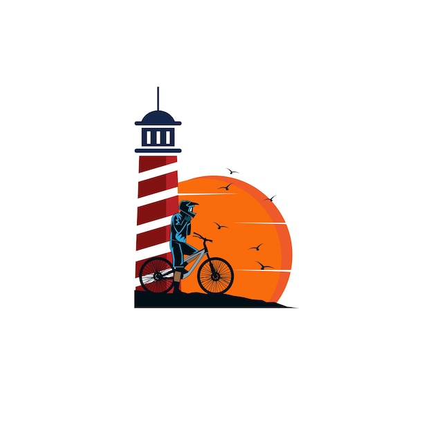 Biker und das leuchtturm-logo