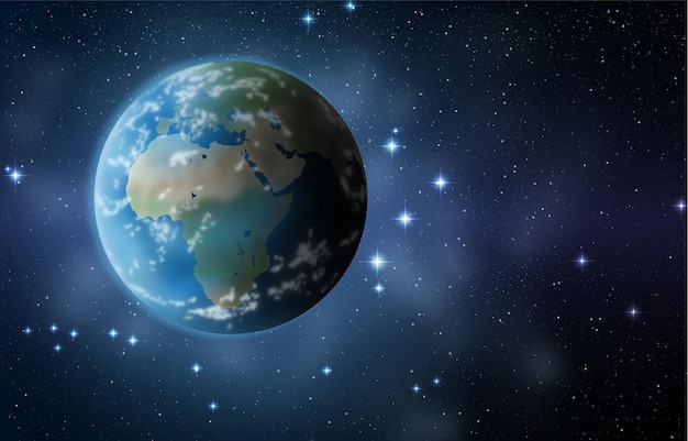 Bild der Erde im Weltraum mit vielen Sternen im Hintergrundvektor