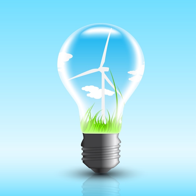 Bild der Glühbirne mit Windmühle innen,