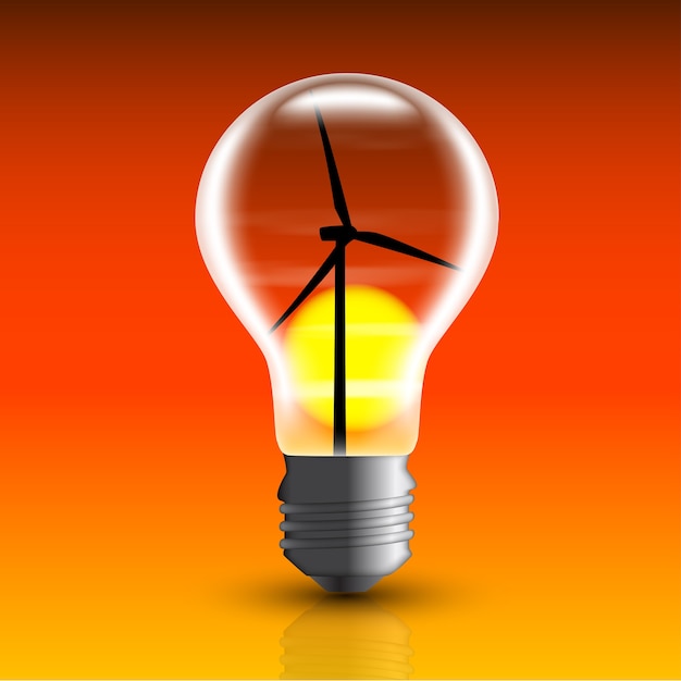 Bild der Glühbirne mit Windmühle innen,