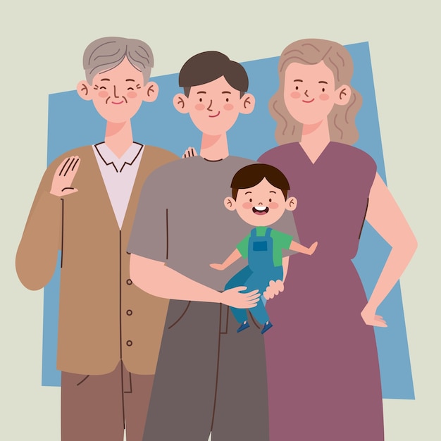 Bild mit vier koreanischen Familienmitgliedern