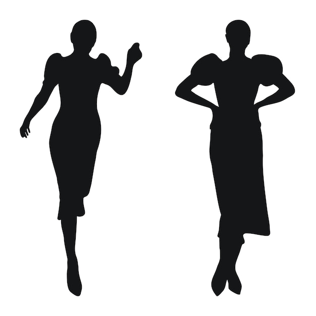 Vektor bild weiblicher silhouetten frau weibliches mädchen mädchen dame mädchen