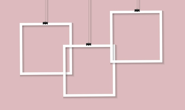 Bilderrahmen-sammlung mit rosa hintergrund mit steigungshintergrund, vektor-illustration