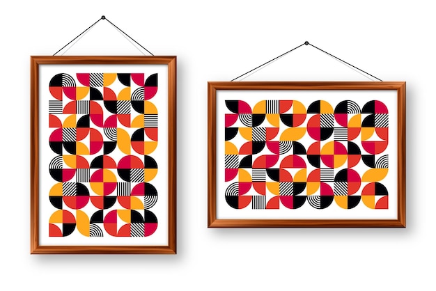 Bildrahmen mit geometrischem Trendmuster Bauhaus-Stil moderner Hintergrund einfache Elemente retro