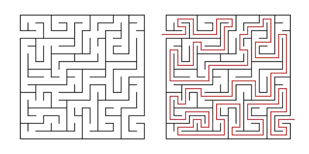 Bildung logik-spiel labyrinth für kinder. finden sie den richtigen weg. labyrinth- oder puzzle-design. vektor-illustration.