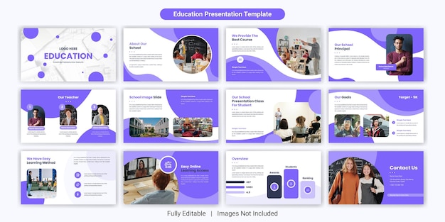 Bildung powerpoint-präsentationsfolien-design-set
