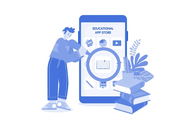 Bildungs-app illustrationskonzept auf weißem hintergrund