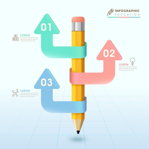 Bildungs-infografik-schablonendesign mit bleistiftelementen