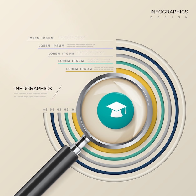 Bildungs-infografik-schablonendesign mit lupenelement