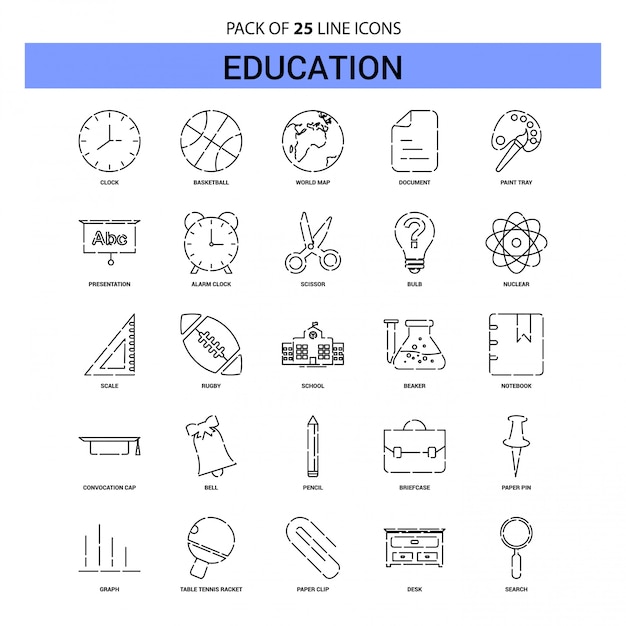 Bildungs-linie ikonen-set - 25 gestrichelte entwurfs-art