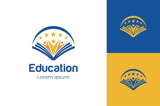 Bildungsbuch-logo mit menschen-sternzeichen-symbol-icon-design für das logo-design der universität