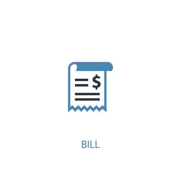 Bill konzept 2 farbiges symbol. einfache blaue elementillustration. bill-konzept-symbol-design. kann für web- und mobile ui/ux verwendet werden