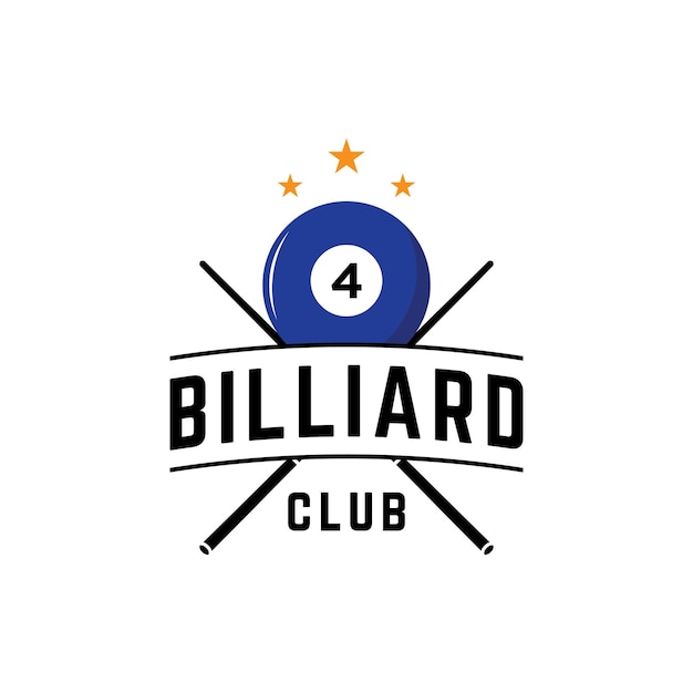 Vektor billard und cue cue kreatives logo-vorlagendesign logos von billard-sportspielen, vereinen, turnieren und meisterschaften