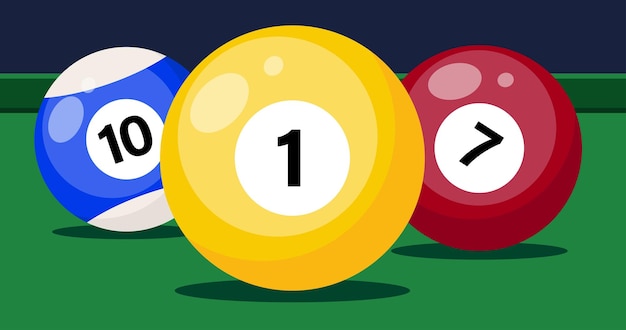 Vektor billardtisch mit ballen aus der nähe snooker oder pool sport spielen banner vorlage vektor-illustration