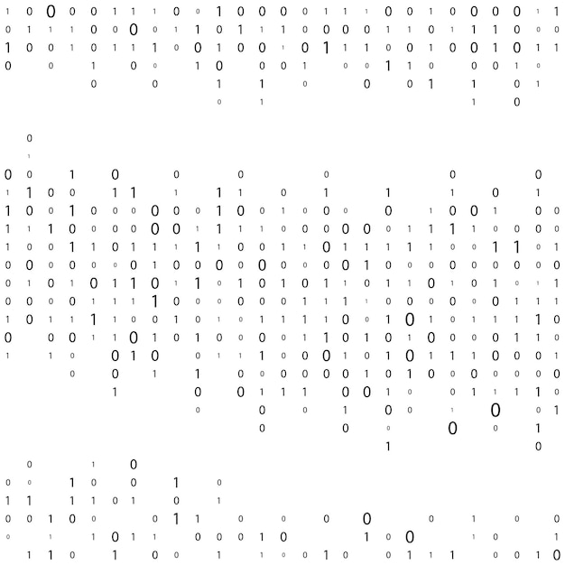 Binärcode-matrix schwarz-weißer digitaler hintergrund mit zahlen auf dem bildschirm datentechnologien