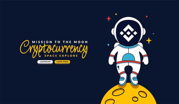 Binance Astronaut steht auf dem Mond-Cartoon-Hintergrund Mission zum Mondhintergrund