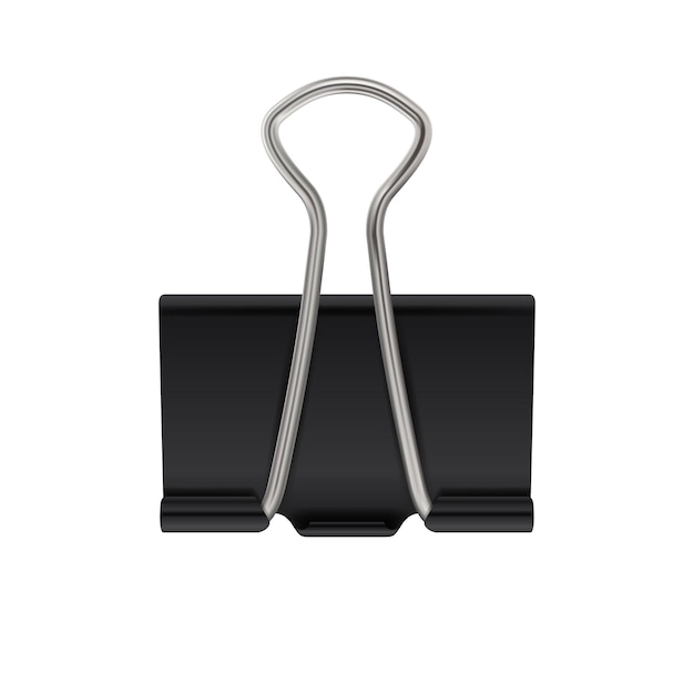 Binderclip Realistischer Papierclip Papierhalter isoliert auf weißem Hintergrund Vektorillustration