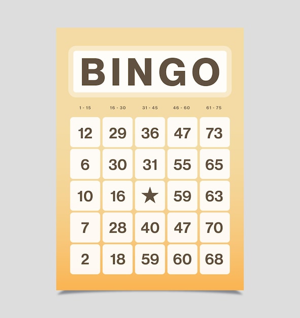 Vektor bingo-karten-farbiges spaß-spiel gelbe bingo- karten-vorlage v3 in vektor-eps