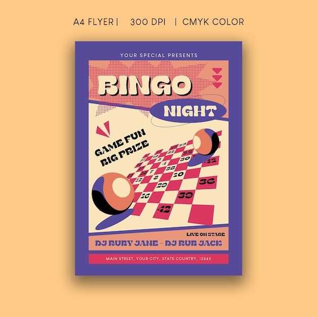 Vektor bingo-nacht-flyer