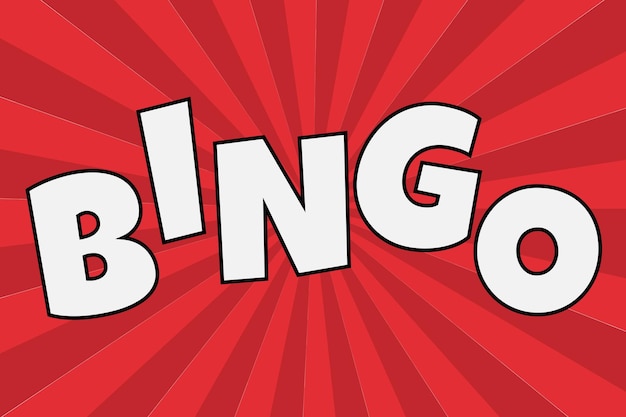Bingo-nacht horizontale plakatvorlage mit rotem pop-art-hintergrund