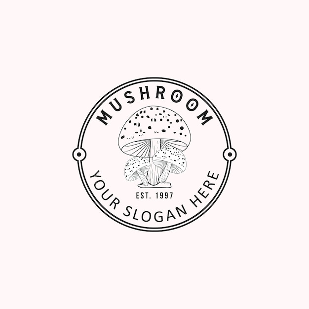 Bio-Bauernhof Pilz-Logo-Vorlage Vektor-Illustration Vintage-Logo