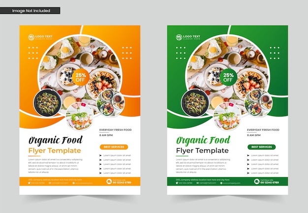Bio-Gesunde-Lebensmittel-Flyer-Vorlage oder Lebensmittelmenü-Flyer und Restaurant-Flyer-Vorlagendesign