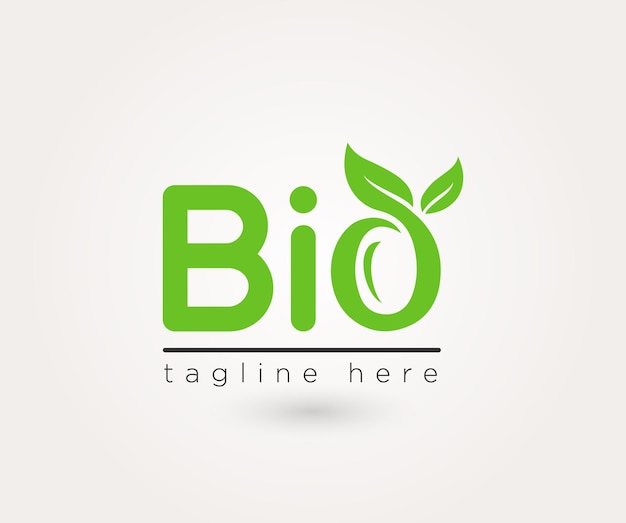 BIO-Logo-Design mit grünen Blättern Illustration