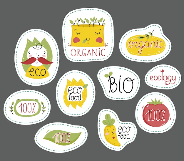 Bio-, öko- und bio-lebensmittel-etiketten festgelegt.