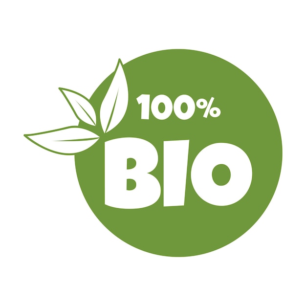Vektor bio-produkt, aufkleber mit grünen blättern