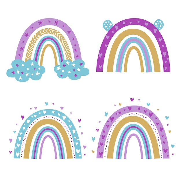 Bio-Regenbogen-Regenbogen-Clip-Art-Boho-Elemente-Sammlung