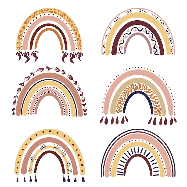 Bio-Regenbogen-Regenbogen-Clip-Art-Boho-Elemente-Sammlung