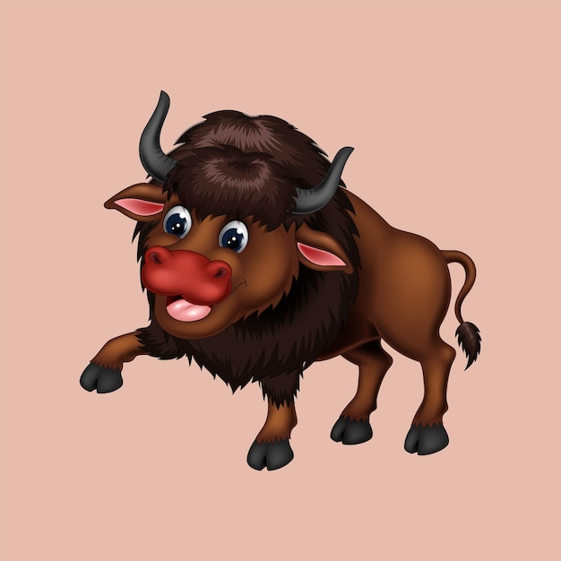 Bison-Cartoon-Vektor isoliert
