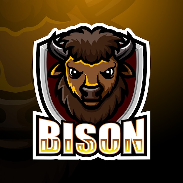 Bison kopf maskottchen esport logo illustration