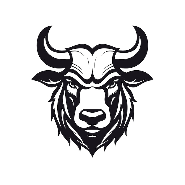 Bison-Kopf-Vektorillustration isoliert auf weißem Hintergrund Wild-Bison-Kopf-Logo-Vorlage