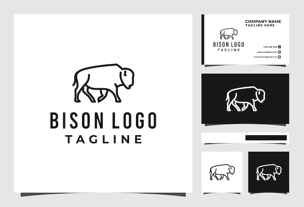 Bison linie logo design tier premium vektor