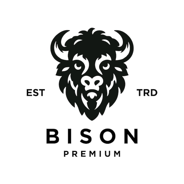Bison-silhouetten und ikonen logo schwarz flache farbe einfach elegant