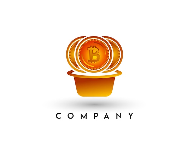 Bit-coin-logo kryptowährungs-logo bitcoin exchange-logo digitales geld logo-vorlage für buchstabe b