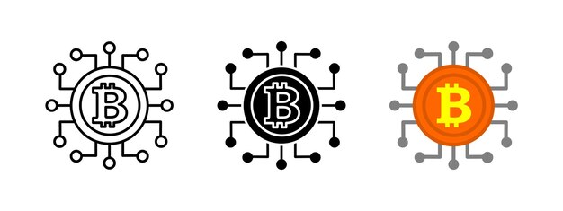 Bitcoin-Blockchain-Symbol Kryptowährung Vektor-Illustration Finanztechnologie Zeichen Digital