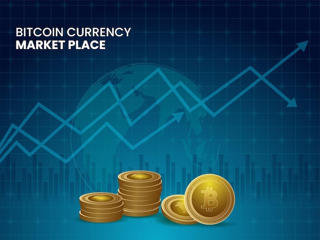 Vektor bitcoin currency market place konzeptdesign