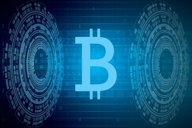 Bitcoin digitale Währung futuristische digitale Geldtechnologie weltweites Netzwerkkonzept