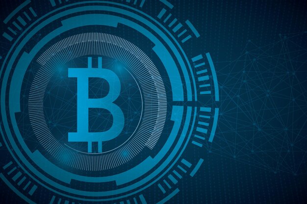 Bitcoin digitale Währung futuristische digitale Geldtechnologie weltweites Netzwerkkonzept
