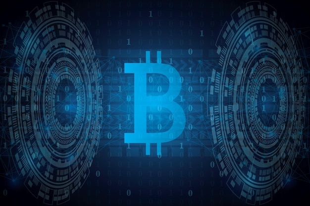 Bitcoin digitale Währung futuristische digitale Geldtechnologie weltweites Netzwerkkonzept